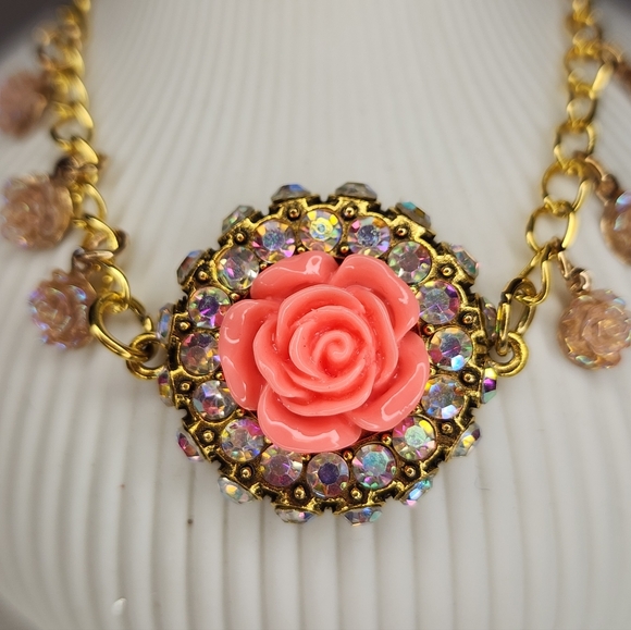 Romantic Rose & Iridescent Crystal Bracelet - Picture 2 of 3